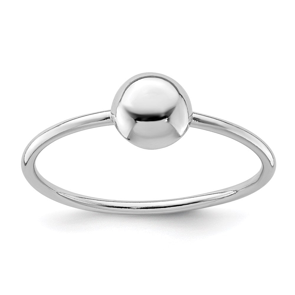 Sterling Silver Rhodium-plated Polished Bead Ring