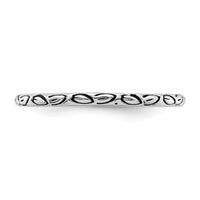 Sterling Silver Rhodium-plated Antiqued Leaf Band