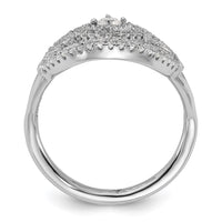 Sterling Silver Rhodium-plated CZ Filigree Oval Ring