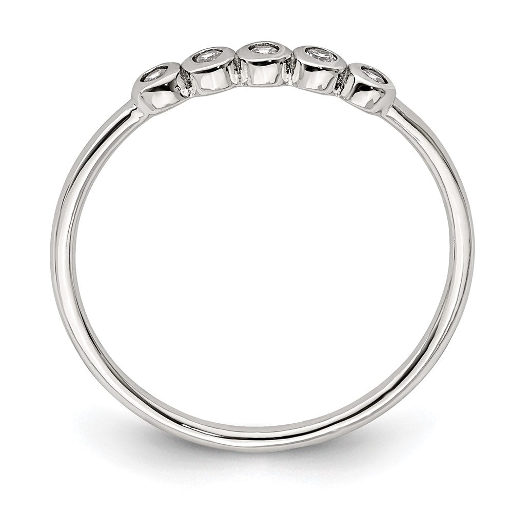 Sterling Silver Rhodium-plated 5-Bezel CZ Ring