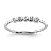 Sterling Silver Rhodium-plated 5-Bezel CZ Ring