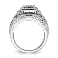 Sterling Silver Rhodium-plated CZ Square Cut 3 Piece Set Ring