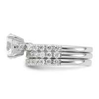 Sterling Silver Rhodium-plated 8mm CZ Ring & 2 CZ Band Set