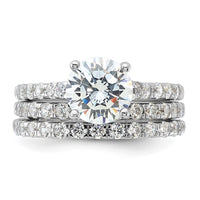 Sterling Silver Rhodium-plated 8mm CZ Ring & 2 CZ Band Set