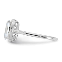 Sterling Silver Rhodium-plated 9x7 Cushion CZ Ring
