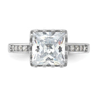 Sterling Silver Rhodium-plated Polished CZ Ring