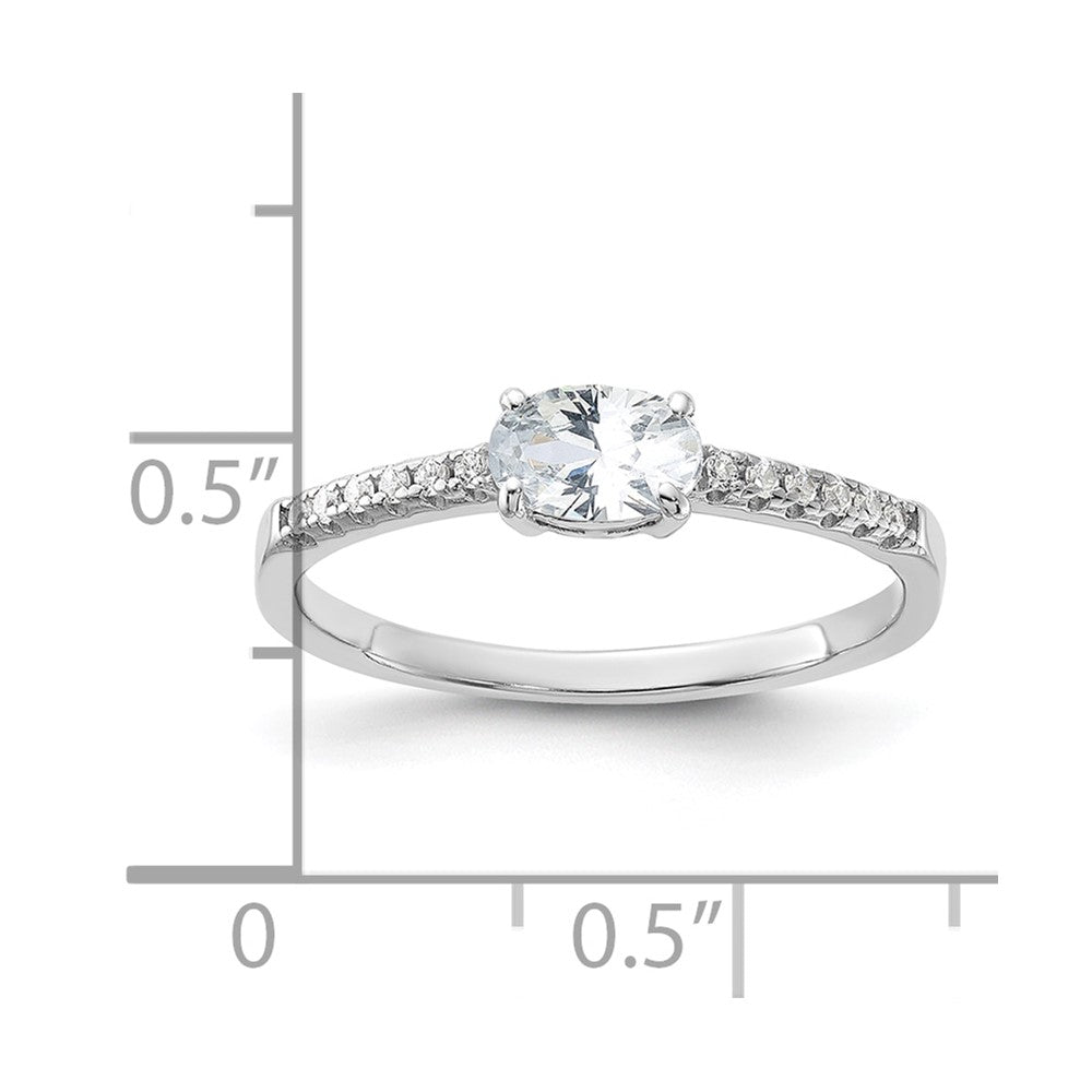Sterling Silver Rhodium-plated Oval CZ Ring