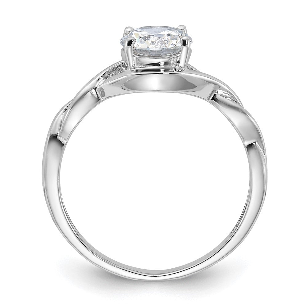 Sterling Silver Rhodium-plated 6.5mm CZ Twisted Ring