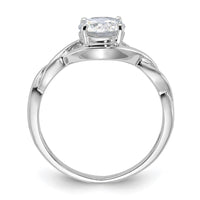 Sterling Silver Rhodium-plated 6.5mm CZ Twisted Ring