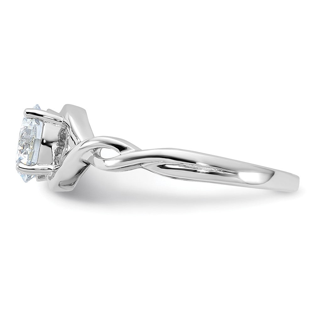 Sterling Silver Rhodium-plated 6.5mm CZ Twisted Ring