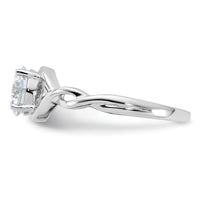Sterling Silver Rhodium-plated 6.5mm CZ Twisted Ring