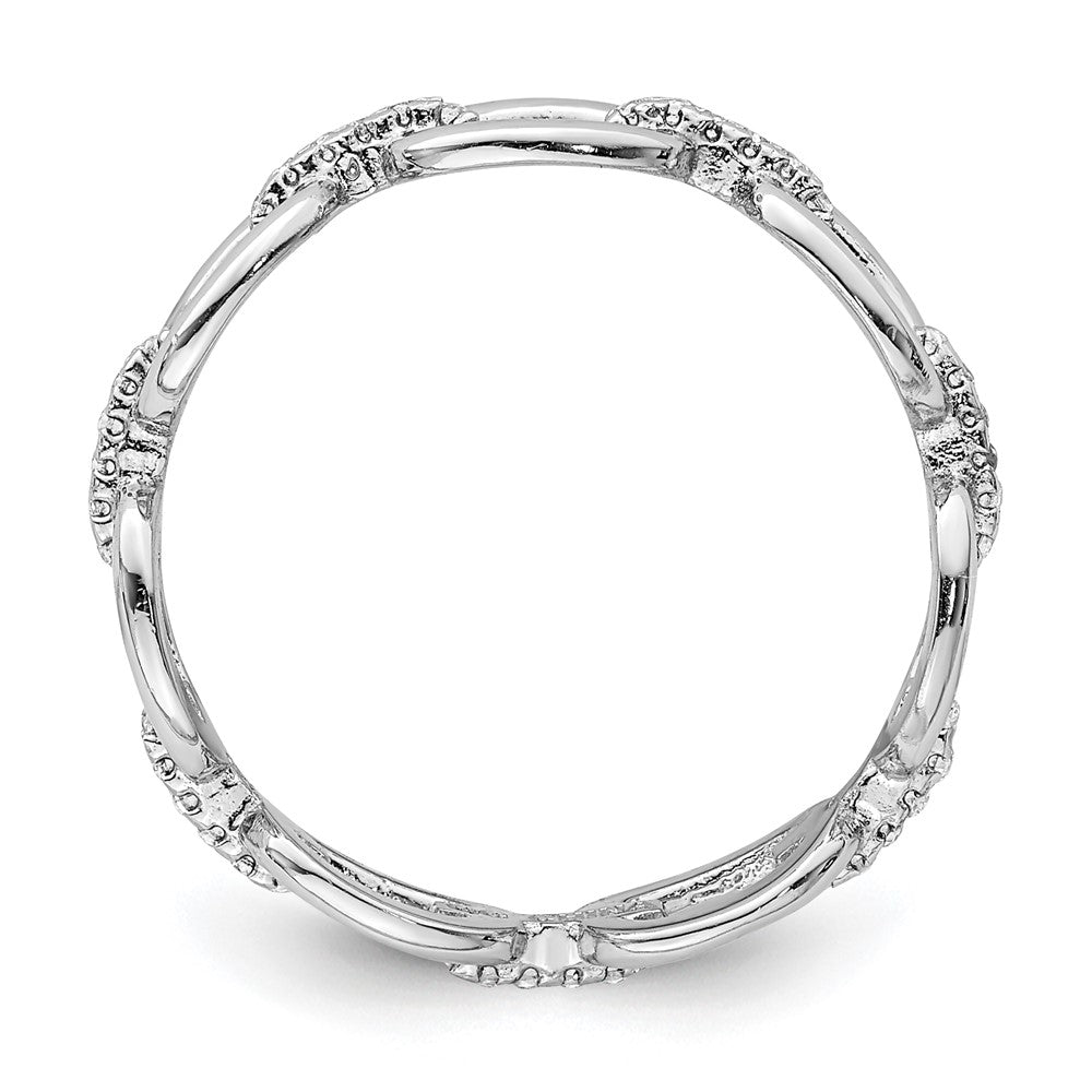 Sterling Silver Rhodium-plated CZ Bars & Oval Links Band