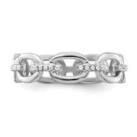 Sterling Silver Rhodium-plated CZ Bars & Oval Links Band