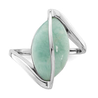 Sterling Silver Rhodium-plated Larimar Twisted Ring