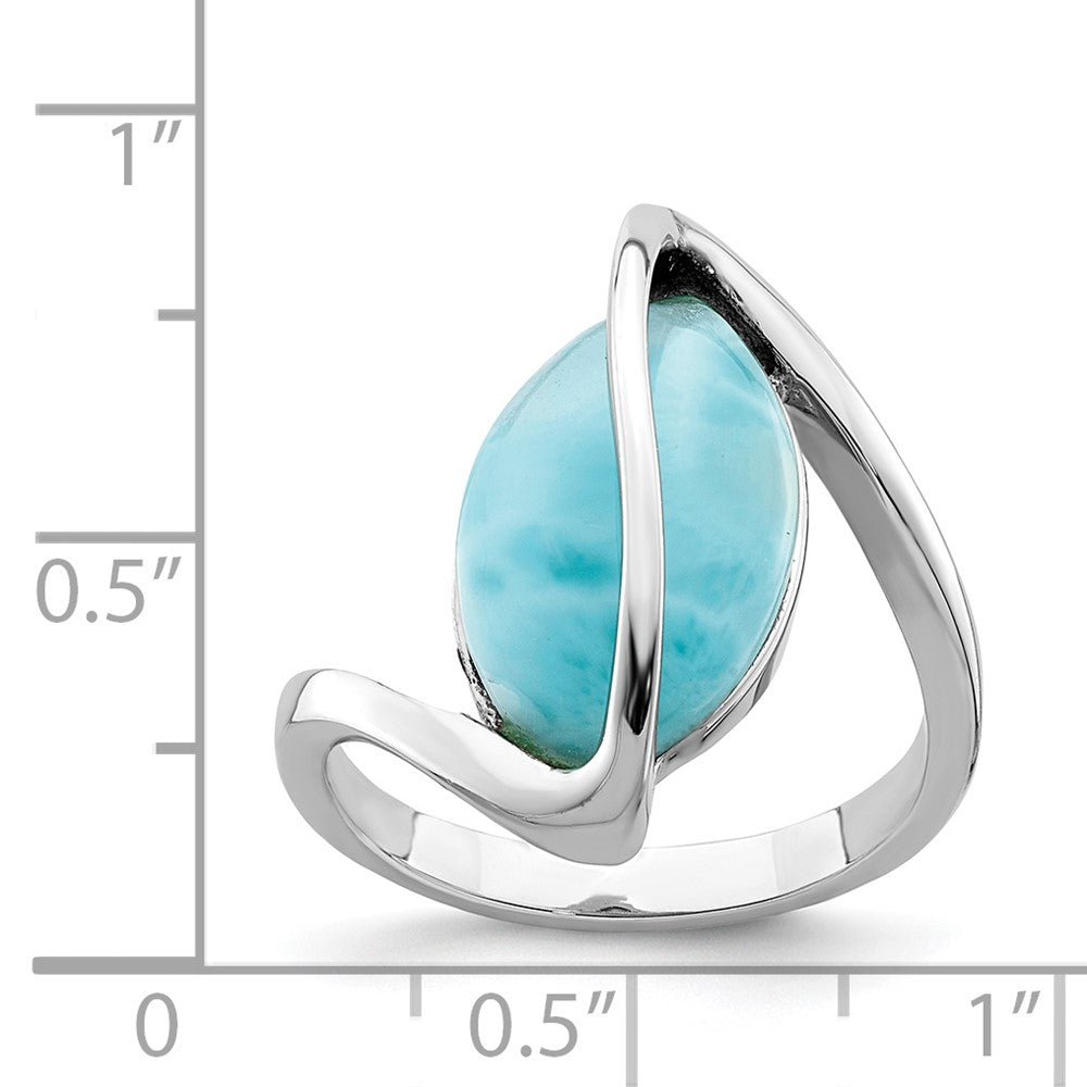 Sterling Silver Rhodium-plated Larimar Twisted Ring