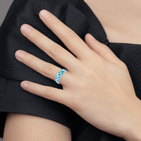 Sterling Silver Rhodium-plated Geometric Lab Created Blue Opal Ring