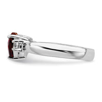 Sterling Silver Rhodium-plated Heart Garnet & White Topaz Ring