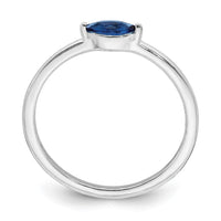 Sterling Silver Rhodium Plated Blue CZ Ring