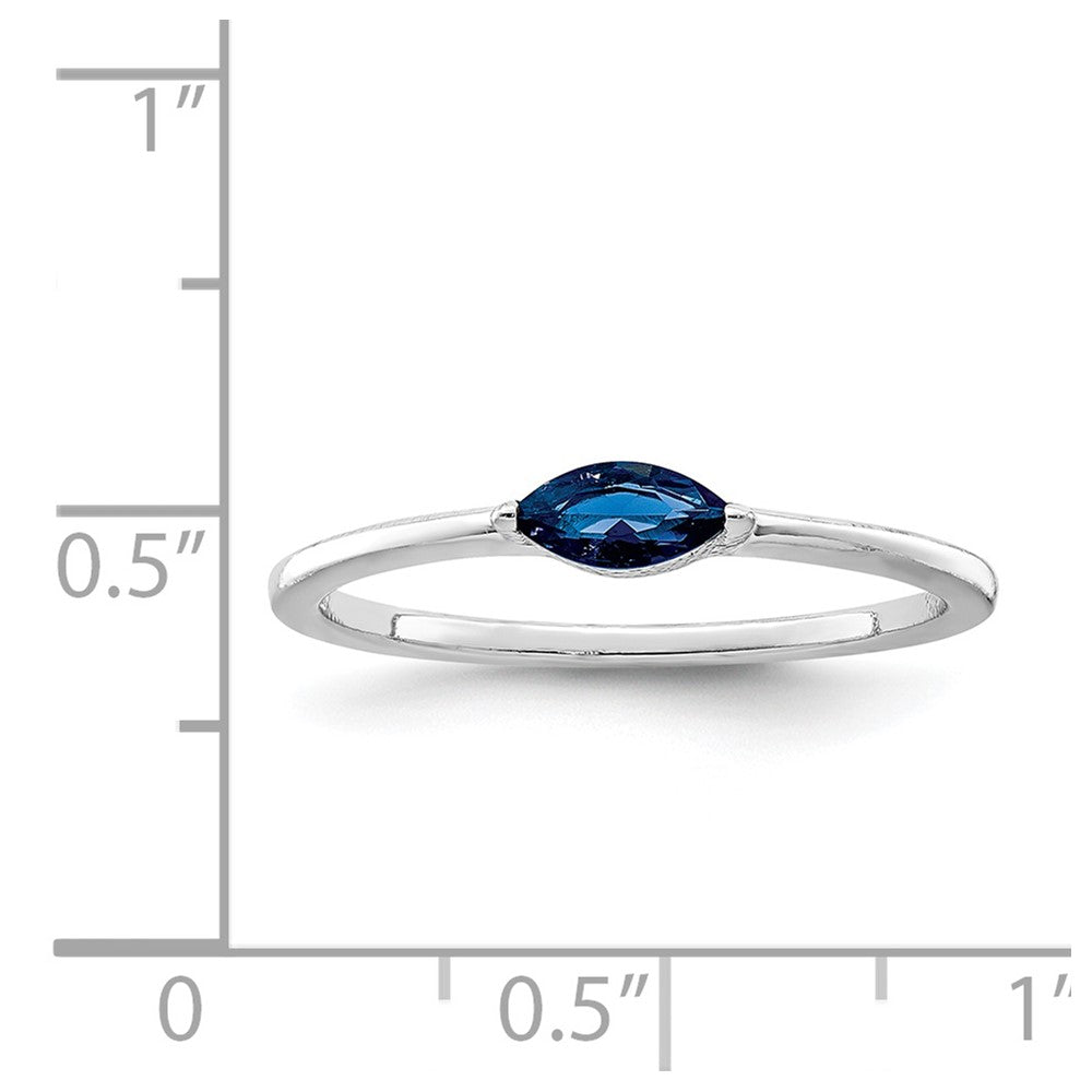 Sterling Silver Rhodium Plated Blue CZ Ring
