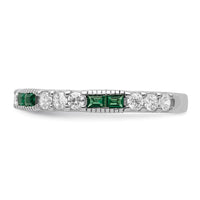Sterling Silver Rhodium-plated Synthetic Green Spinel & CZ Band