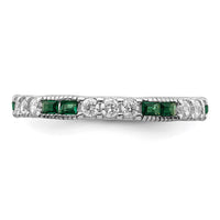 Sterling Silver Rhodium-plated Synthetic Green Spinel & CZ Band