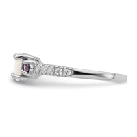 Sterling Silver Rhodium-plated Lab Created Opal and CZ Ring