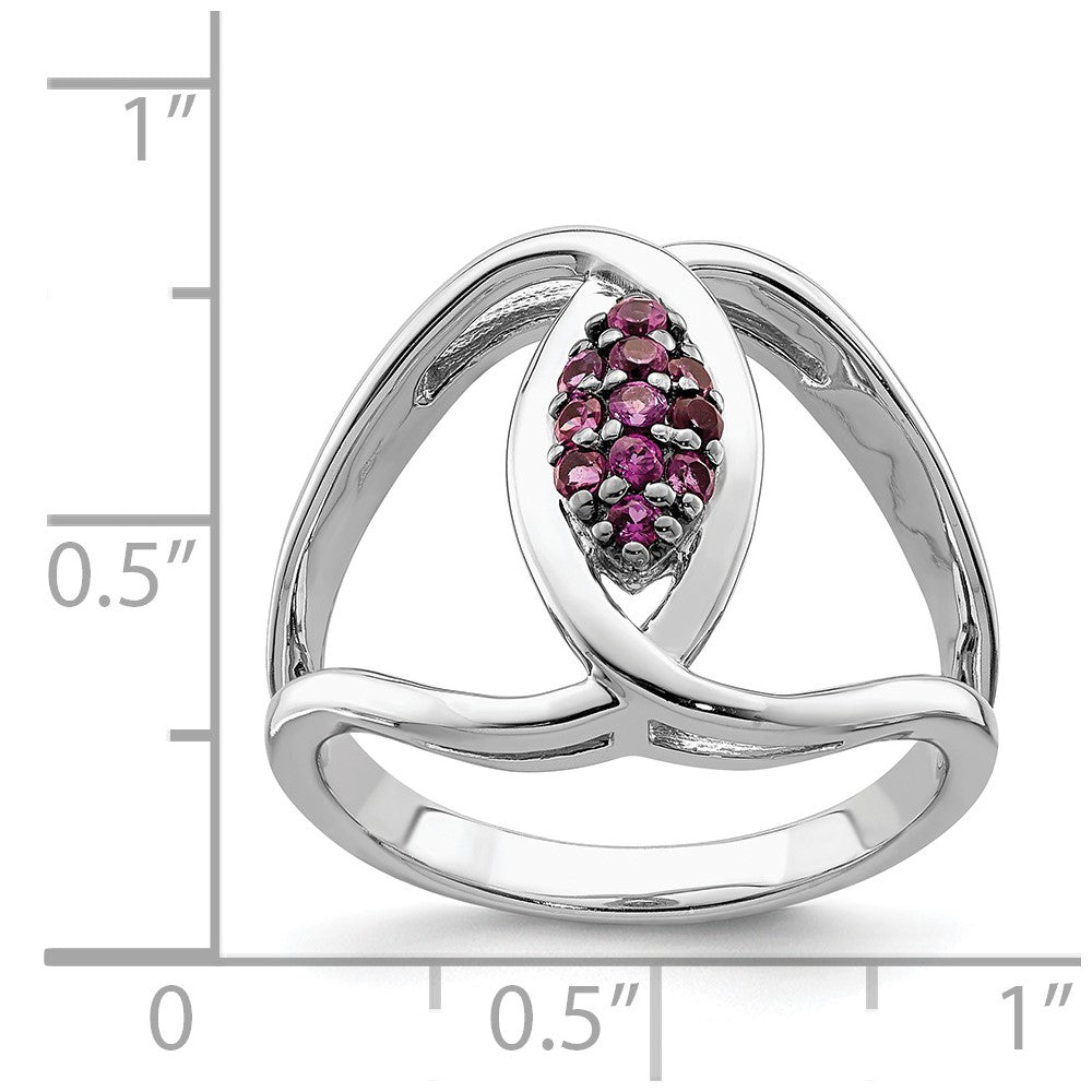 Sterling Silver Rhod-plat Rhodolite Garnet Ring