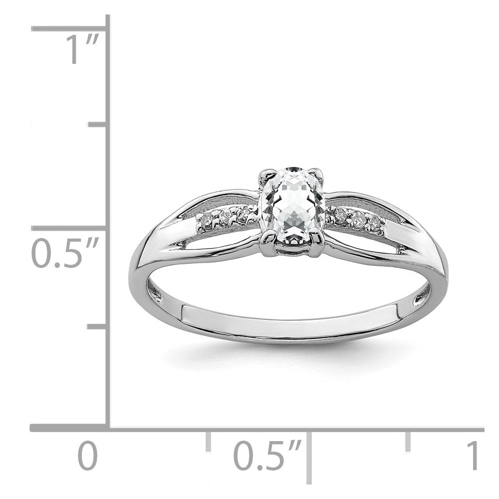Sterling Silver Rhod-plated Diamond White Topaz Ring