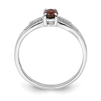 Sterling Silver Rhod-plated Diamond Garnet Ring