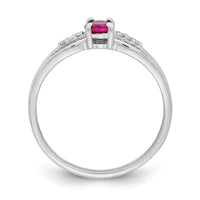 Sterling Silver Rhod-plated Diamond Created Ruby Ring