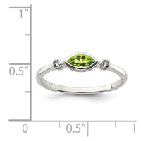 Sterling Silver Rhodium-plated Polished Peridot and White Topaz Ring