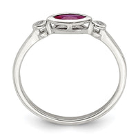 Sterling Silver Rhod-pltd Polished Created Ruby and White Topaz Ring