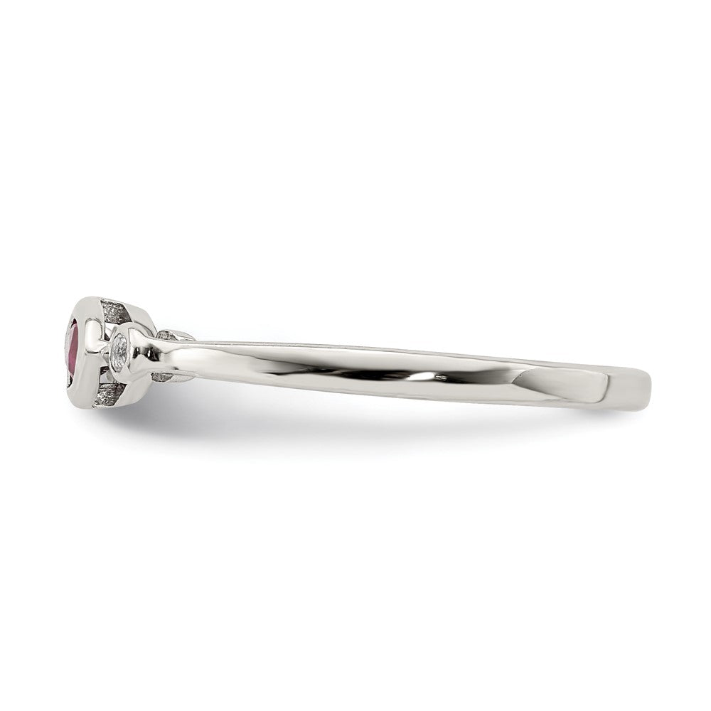 Sterling Silver Rhod-pltd Polished Created Ruby and White Topaz Ring