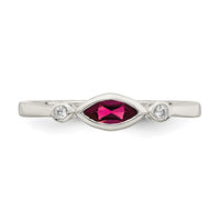 Sterling Silver Rhod-pltd Polished Created Ruby and White Topaz Ring