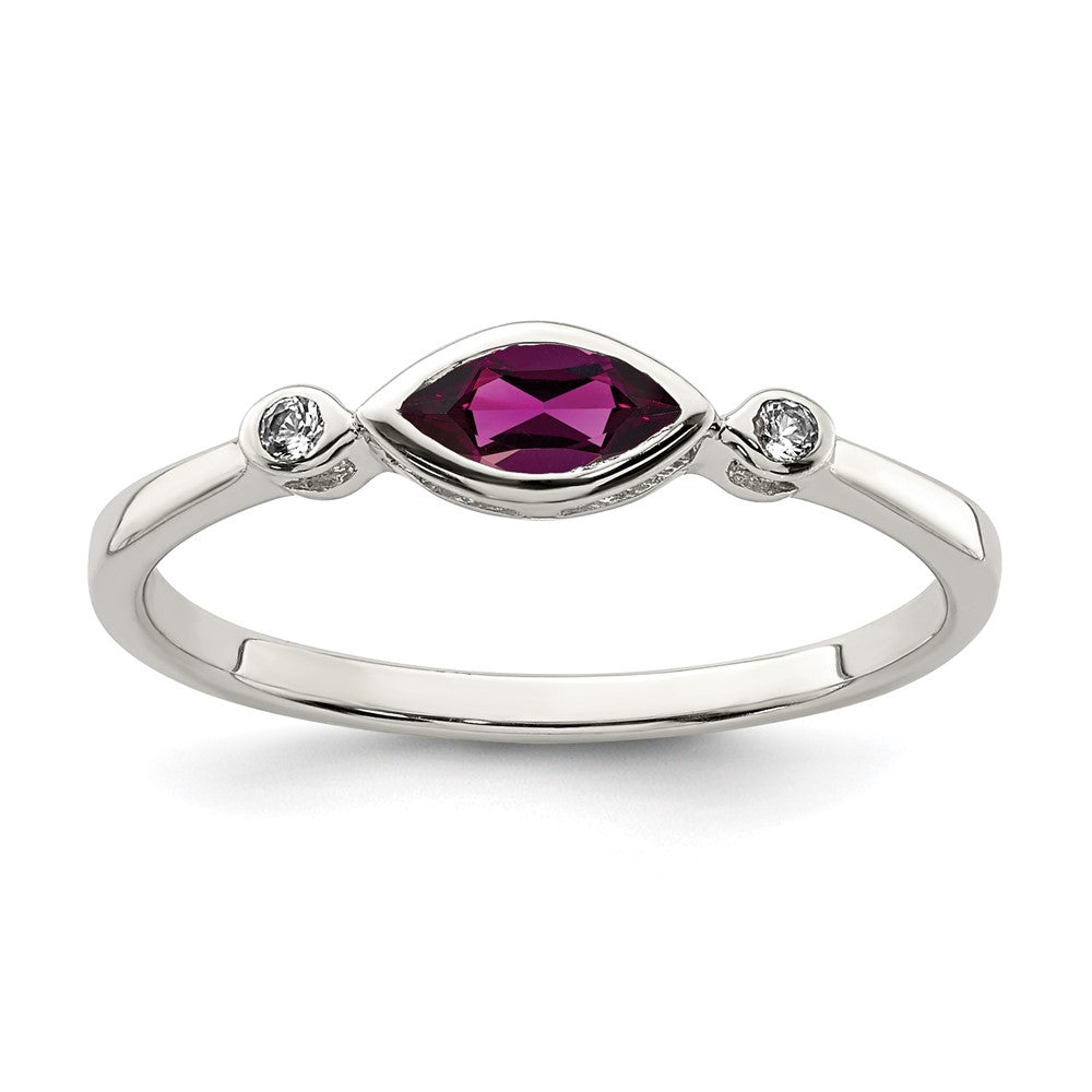 Sterling Silver Rhodium-plated Polished Rhololite and White Topaz Ring