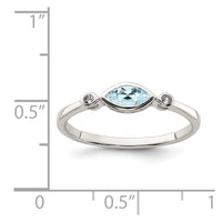 Sterling Silver Rhodium-plated Polished Aquamarine/White Topaz Ring