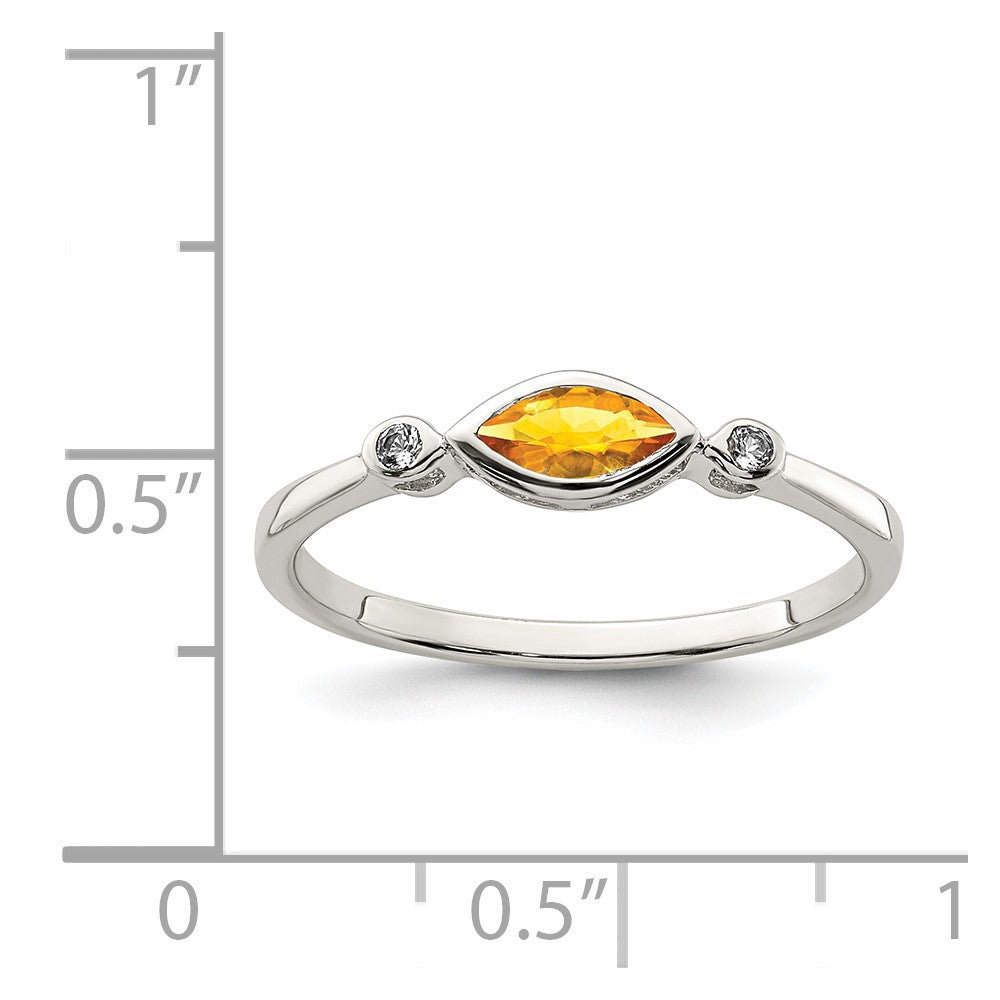 Sterling Silver Rhodium-plated Polished Citrine and White Topaz Ring