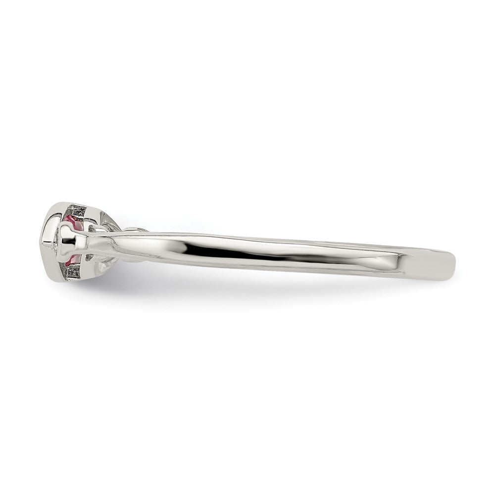 Sterling Silver Rhod-pltd Polished Pink Tourmaline/ White Topaz Ring