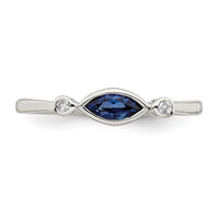 Sterling Silver Rhod-pltd Polished Created Sapphire/White Topaz Ring