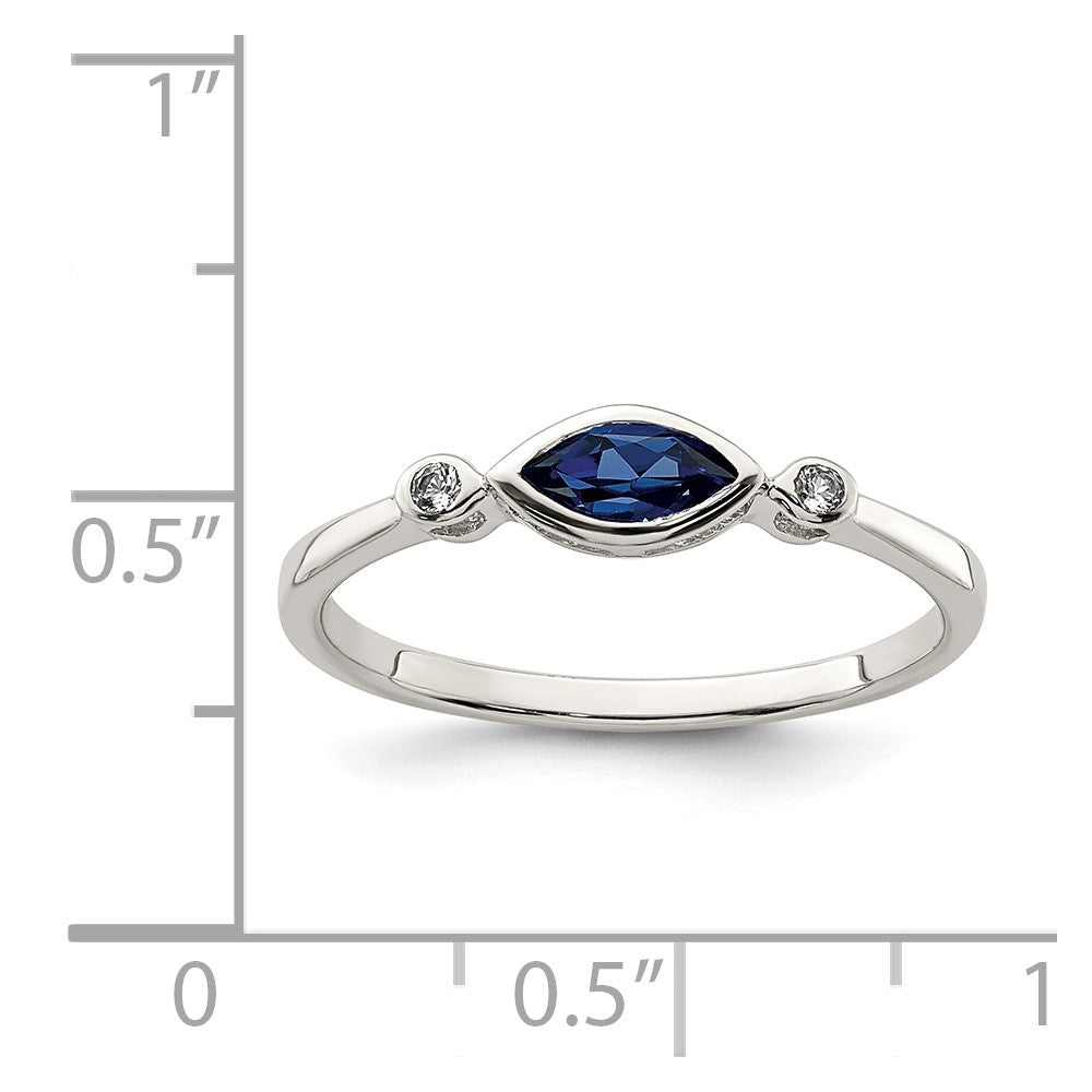 Sterling Silver Rhod-pltd Polished Created Sapphire/White Topaz Ring
