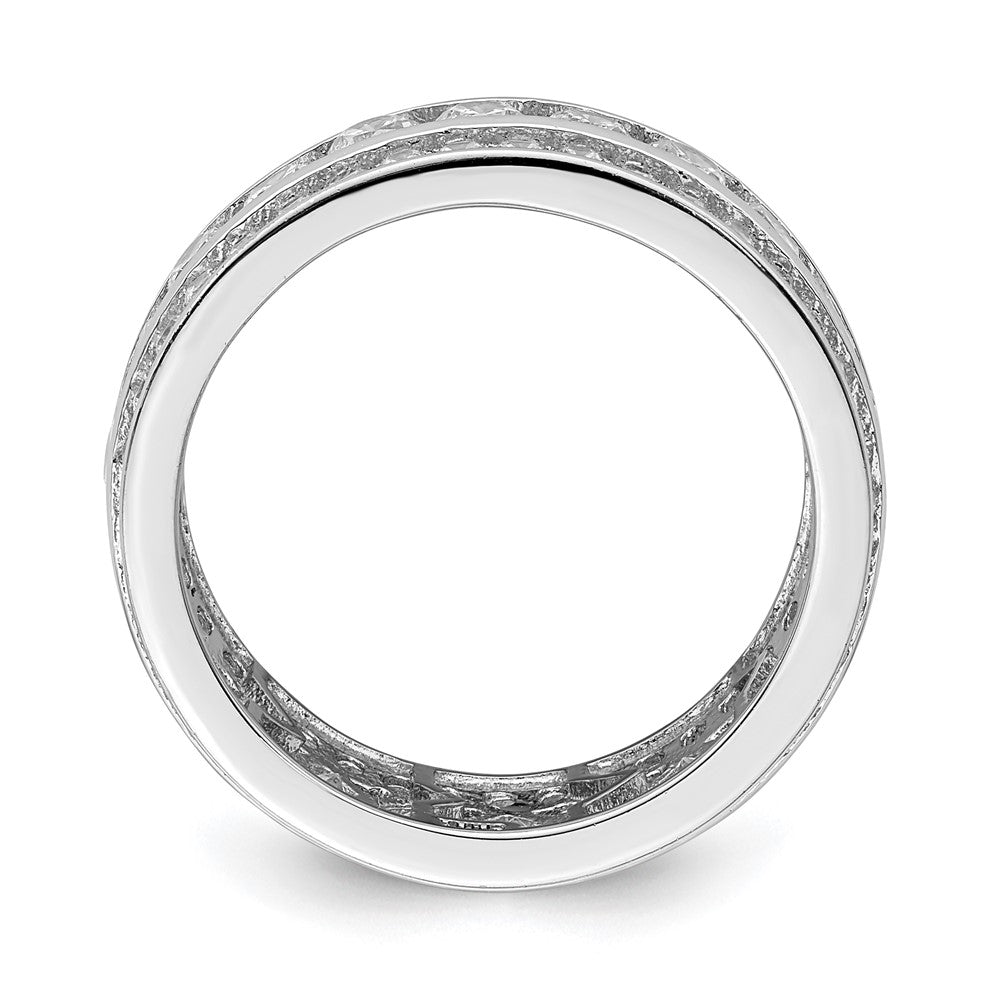 Sterling Silver Rhodium-plated CZ 3-row Eternity Ring