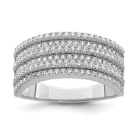 Sterling Silver Rhodium-plated CZ Wide Band Ring