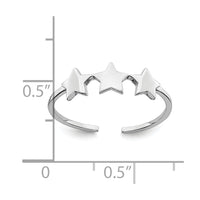 Sterling Silver Rhodium Plated Stars Adjustable Ring