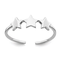 Sterling Silver Rhodium Plated Stars Adjustable Ring