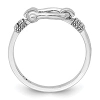 Sterling Silver Rhodium-plated Polished Shackle w/Rope Trim Ring