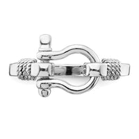 Sterling Silver Rhodium-plated Polished Shackle w/Rope Trim Ring