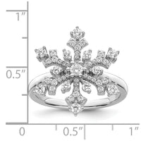 Sterling Silver Rhodium-plated CZ Snowflake Ring