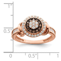 Sterling Silver Rose-tone Black Rhodium-plated CZ Fancy Ring