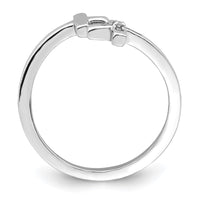 Sterling Silver Rhodium-plated CZ Double Cross Adjustable Ring