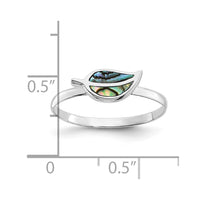 Sterling Silver RH-plated Abalone Leaf Ring
